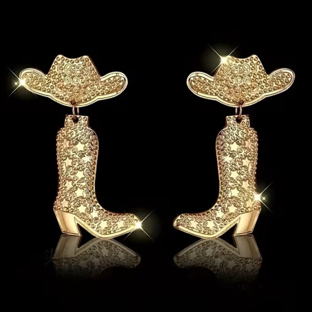 Western Cowboy Boots Hat Earrings Z187